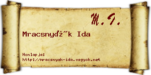 Mracsnyák Ida névjegykártya