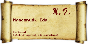 Mracsnyák Ida névjegykártya